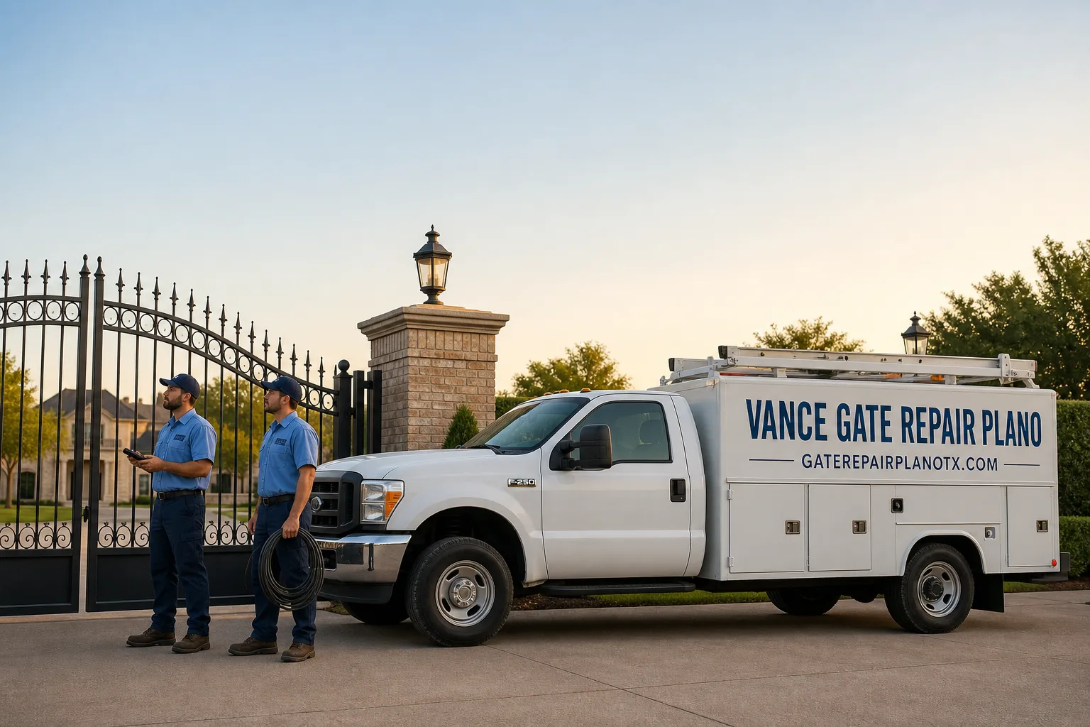 Vance Gate Repair Plano gate repair service vehicle and crew in Plano, TX